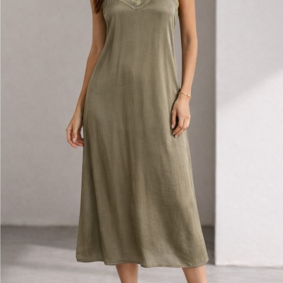 grade & gather Dresses & Skirts - Muted Green Slip Maxi Dress M